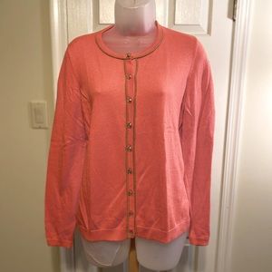 Talbots - Woman’s peach color cashmere/cotton/rayon cardigan sweater, Si…